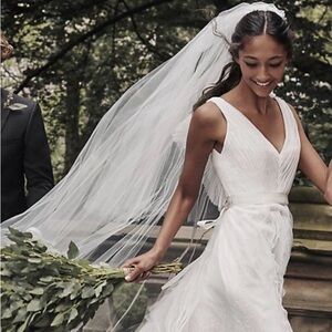 White Collection By Vera Wang, Pleated Flutter Back Wedding Dress, Size 12, New